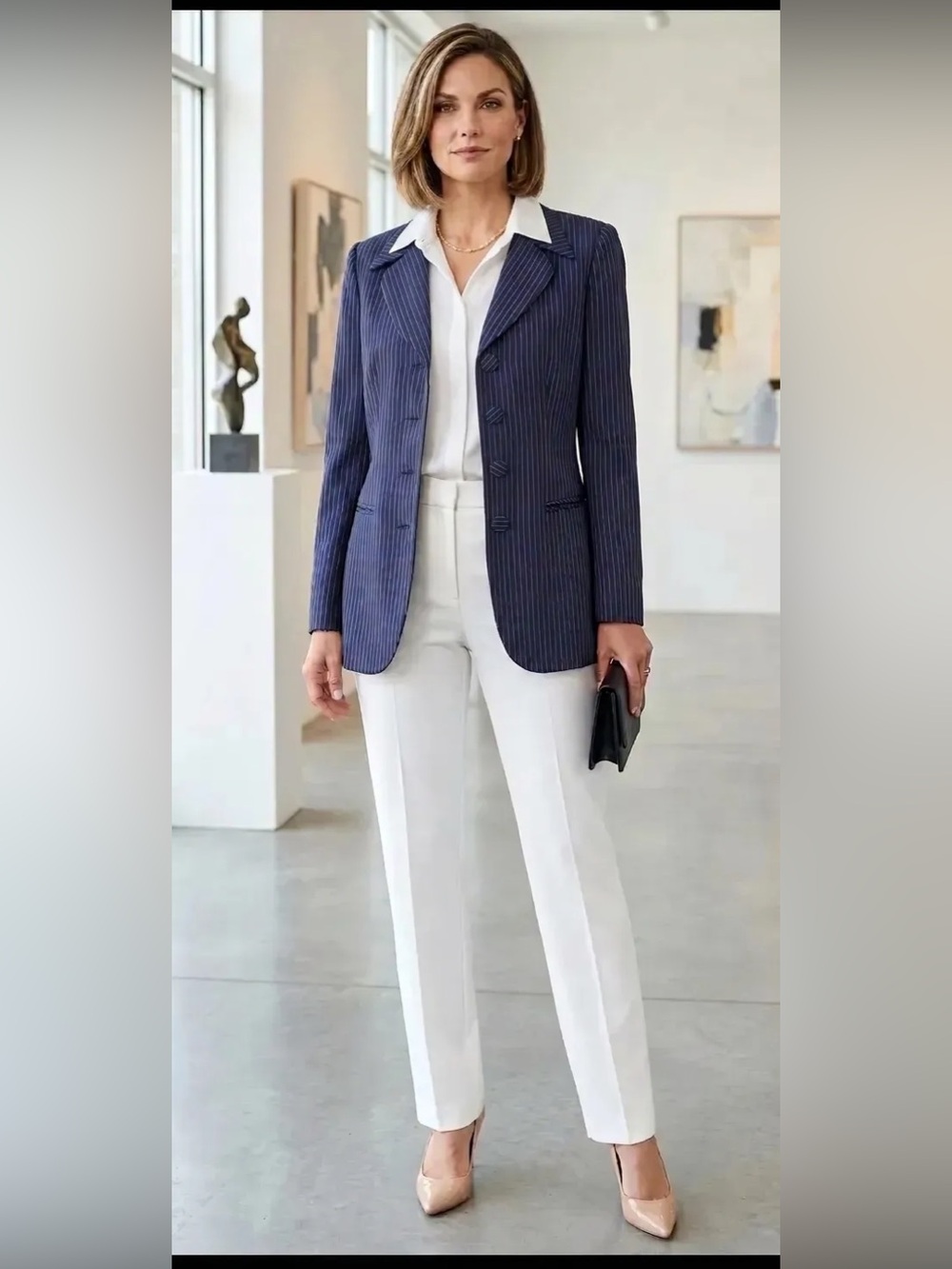 Danny & Nicole N Y  Blue Pinstripe Blazer 10P Classic Casual Office Business